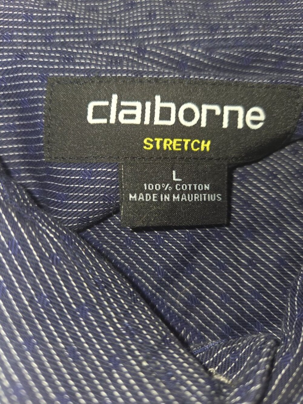 Claiborne Mens Long Sleeve Blue Button Down Shirt*Large*100% Cotton Stretch - Picture 3 of 4
